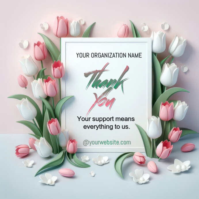 White Floral Thank You Instagram Post Template | PosterMyWall