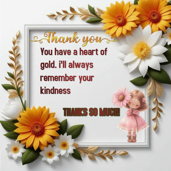 White Floral Thank You Poster Instagram Post Template | PosterMyWall