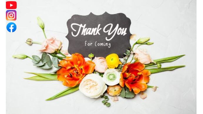 White Floral Thank You Youtube Thumbnail template