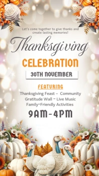 White Floral Thanksgiving Celebration Instagram Story template