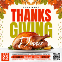 白色 Thanksgiving Dinner Event Instagram Post Template