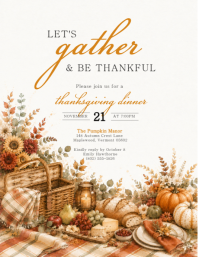 Blanco Thanksgiving Dinner Invitation Pamflet Template