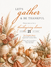 Weiß Thanksgiving Dinner Invitation Ulotka Template