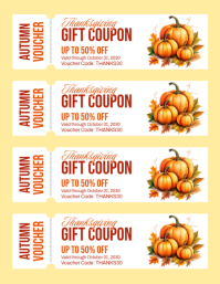 White Thanksgiving Gift Voucher Flyer Template