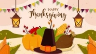 White Floral Thanksgiving Greeting Video Post Digital Display (16:9) template