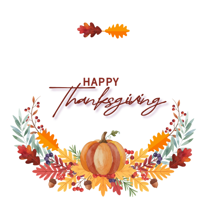White Floral Thanksgiving Logo Template | PosterMyWall