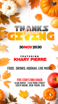 White Thanksgiving Dinner Event เรื่องราวบน Instagram Template