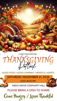 White Thanksgiving Potluck Invitation Indaba yaku-Instagram Template