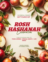 White Floral Top View Rosh Hashanah Flyer (us Volante (Carta US) template