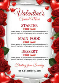 White Floral Valentine's Day A6 template