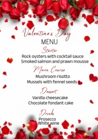 White Floral Valentine's Day Menu  A5 template