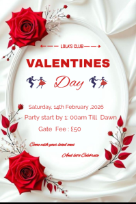 White Floral Valentine's Party Invitation Card Pinterest Graphic Pinterest-grafik template