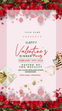 White Floral Valentine Dinner Party  Whatsapp Status template