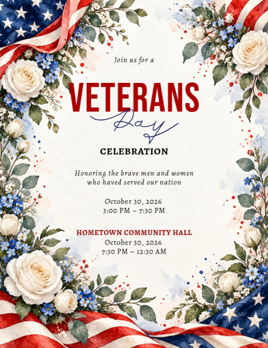 Veterans Day Celebration Flyers Template | PosterMyWall