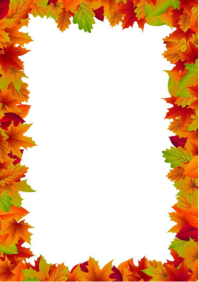 White Floral Vibrant Autumn Leaves Border Frame  A4 template