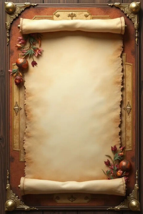 White Floral Vintage Scroll Manuscript Poster Template | PosterMyWall