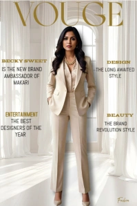 White Floral Vogue Design Magazine  Pinterest Graphic template