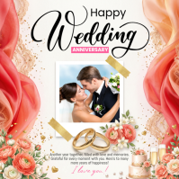 White Wedding Anniversary Квадрат Template