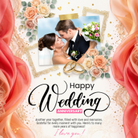 White Wedding Anniversary Cuadrado Template