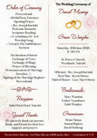 White Floral Wedding Ceremony A4 template