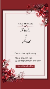 White Floral Wedding  Digital Display (9:16) template