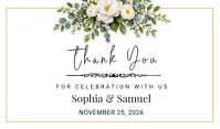 White White Floral Wedding favor tag Mærke Template