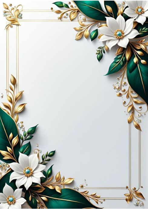 A4 Frame Design Color White Floral Wedding Frame A4 Template | PosterMyWall