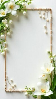 White Floral Wedding Frame Template Business Card Wizytówka