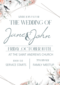 White Wedding Invitation A3 Template - Page 2