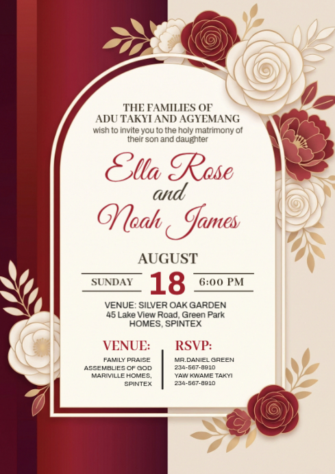 White Floral Wedding Invitation A4 Template | PosterMyWall
