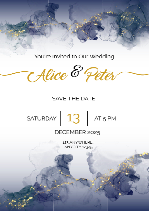 White Floral Wedding Invitation A4 Template | PosterMyWall