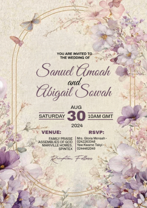 Copy of White Floral Wedding Invitation A5 | PosterMyWall