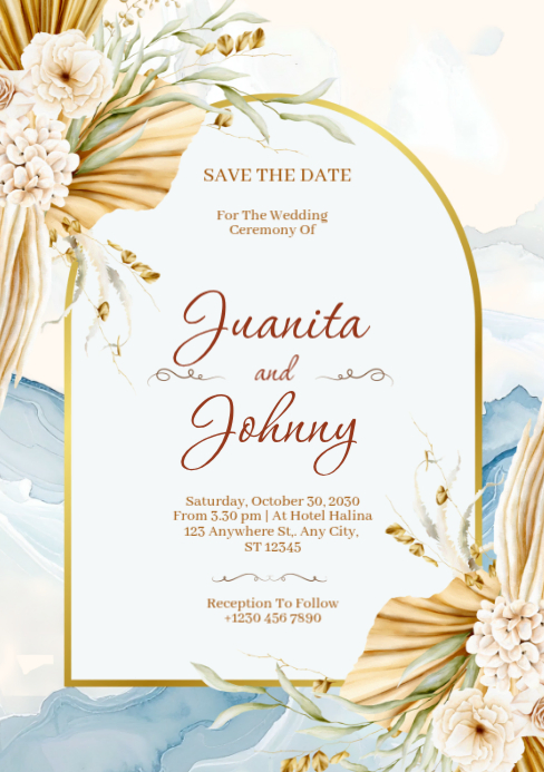 Copy of White Floral Wedding Invitation A5 | PosterMyWall