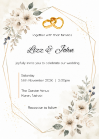 白色 Wedding Invitation A6 Template