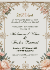 White Wedding Invitation A6 Template
