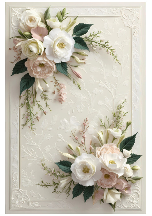 White Floral Wedding Invitation Card A1 Template | PosterMyWall