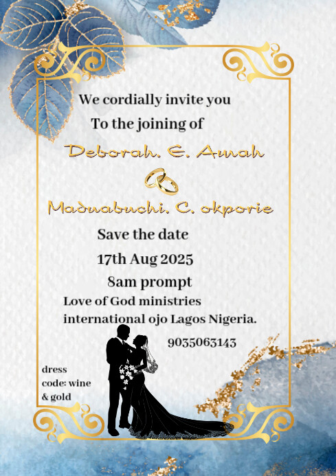 White Floral Wedding Invitation Card A4 Template | PosterMyWall
