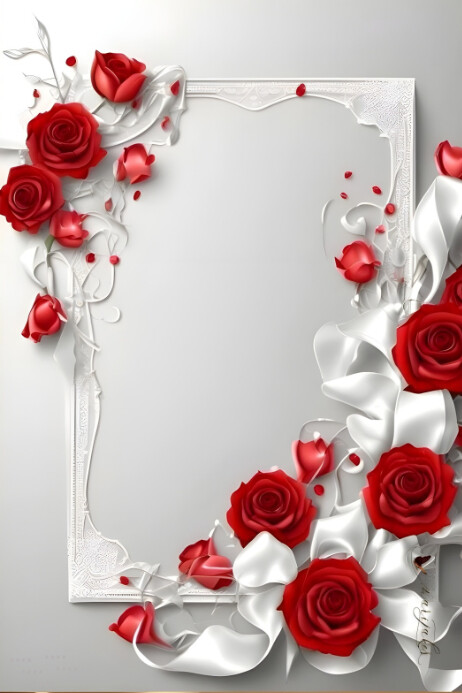 White Floral Wedding Invitation Card background Template | PosterMyWall
