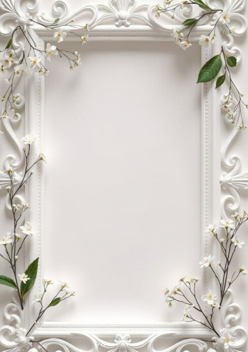 White Floral Wedding Invitation Card Template A4 | PosterMyWall