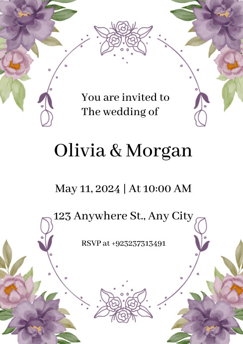 White Floral Wedding Invitation Cards Desi A4 Template | PosterMyWall