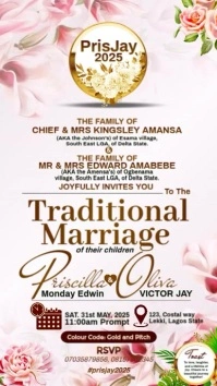 White Floral Wedding Invitation Design Video  Digital Display (9:16) template