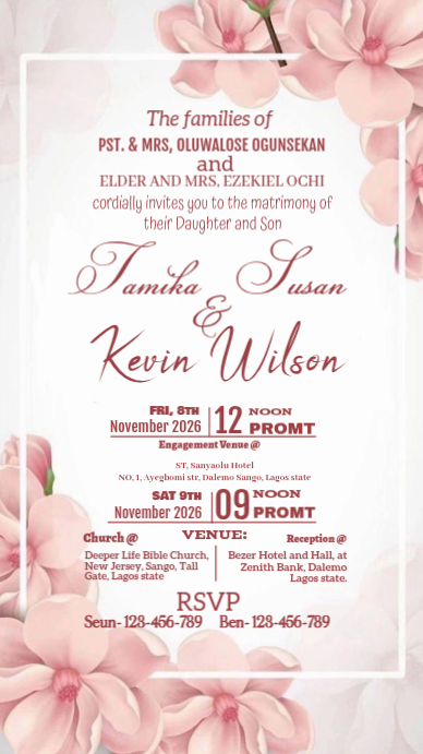 White Floral Wedding Invitation Digital Display Template | PosterMyWall