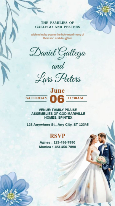 White Floral Wedding Invitation Digital Display Template | PosterMyWall
