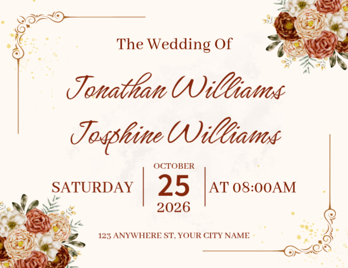Plantilla de White Floral Wedding Invitation Flyer | PosterMyWall