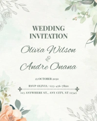 White Floral Wedding Invitation Instagram Portrait template