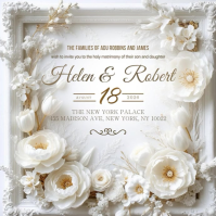White Floral Wedding Invitation Instagram Post Video template