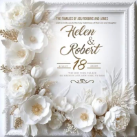 White Floral Wedding Invitation Instagram Post Video Instagram-Beitrag template