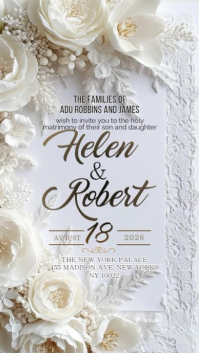 White Floral Wedding Invitation Instagram Story Video template
