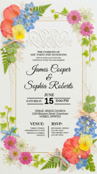 White Floral Wedding Invitation Instagram Story template