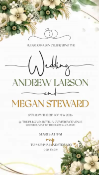 White Floral Wedding Invitation Instagram Story Video Instagram-Story template
